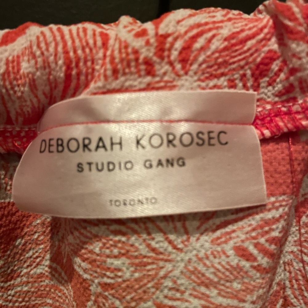 Deborah Korosec Studio Gang Designer Orange and White Top, very light.